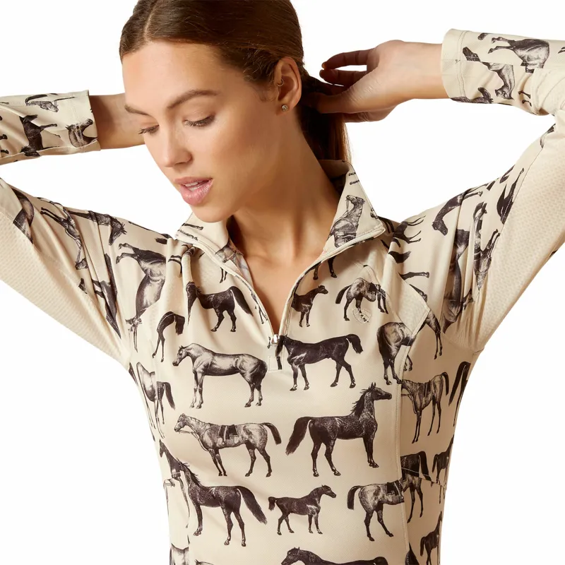 Ariat Women's Sunstopper 2.0 1/4 Zip Baselayer - Sepia Equine - Image 4