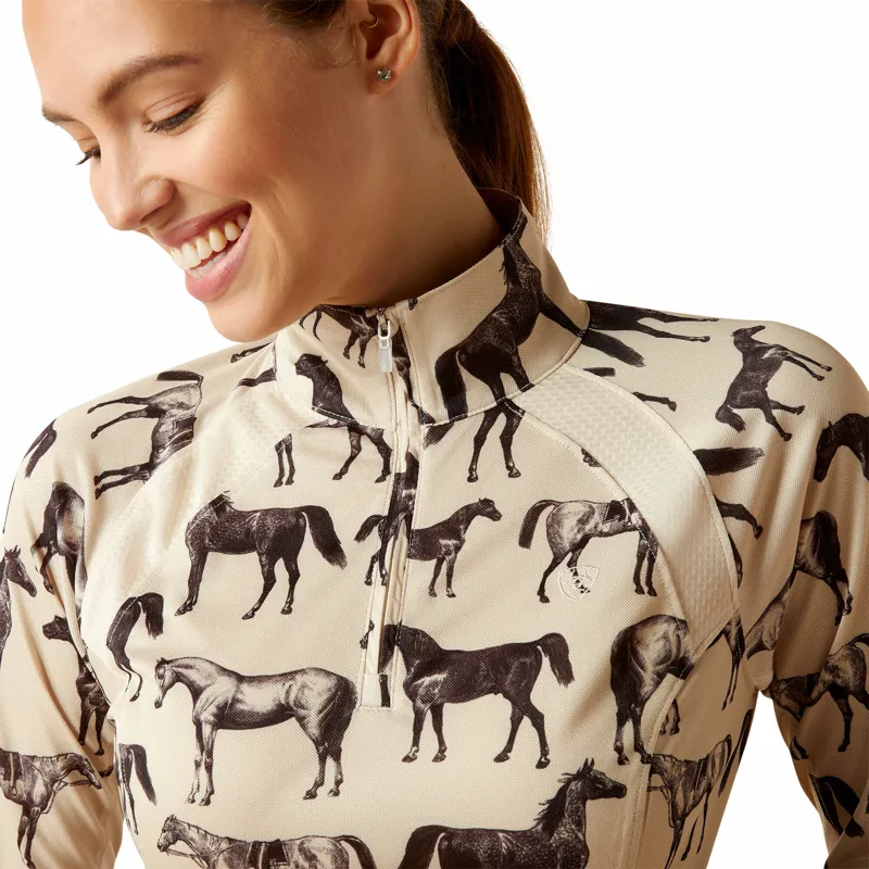 Ariat Women's Sunstopper 2.0 1/4 Zip Baselayer - Sepia Equine - Image 5