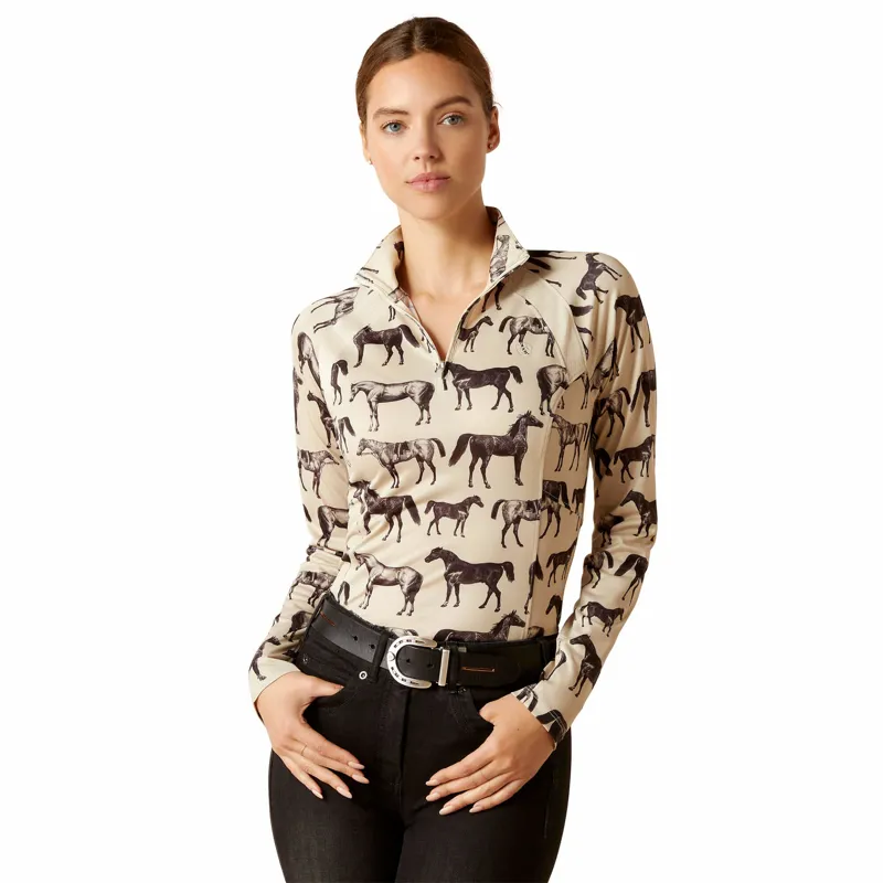 Ariat Women's Sunstopper 2.0 1/4 Zip Baselayer - Sepia Equine