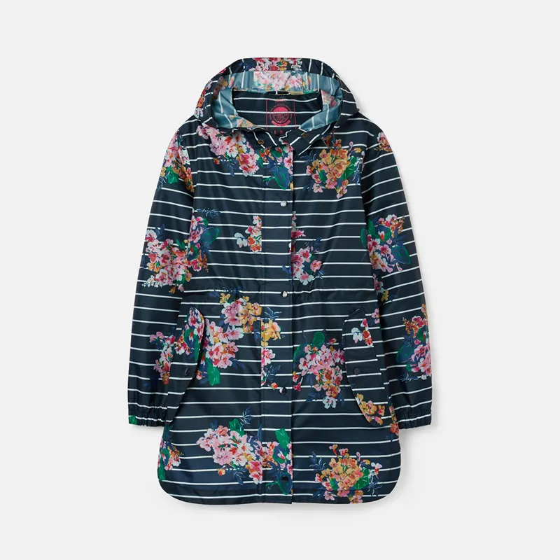 Joules Golightly Packable Waterproof Coat - Floral Stripe - Image 2