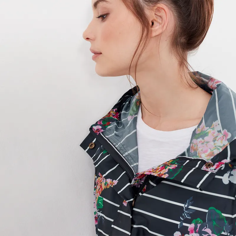 Joules Golightly Packable Waterproof Coat - Floral Stripe - Image 6