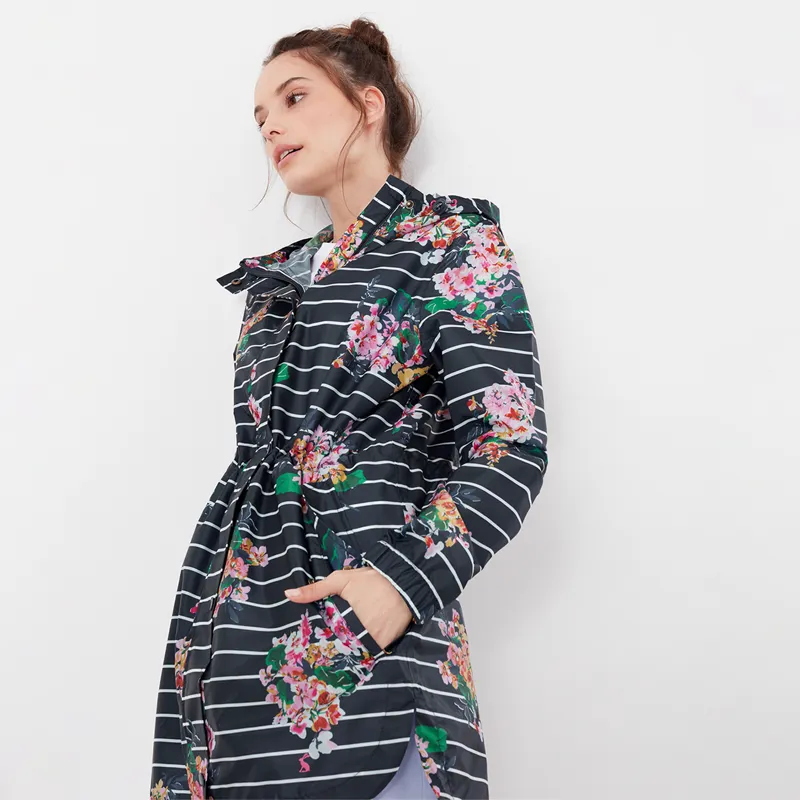 Joules Golightly Packable Waterproof Coat - Floral Stripe - Image 5