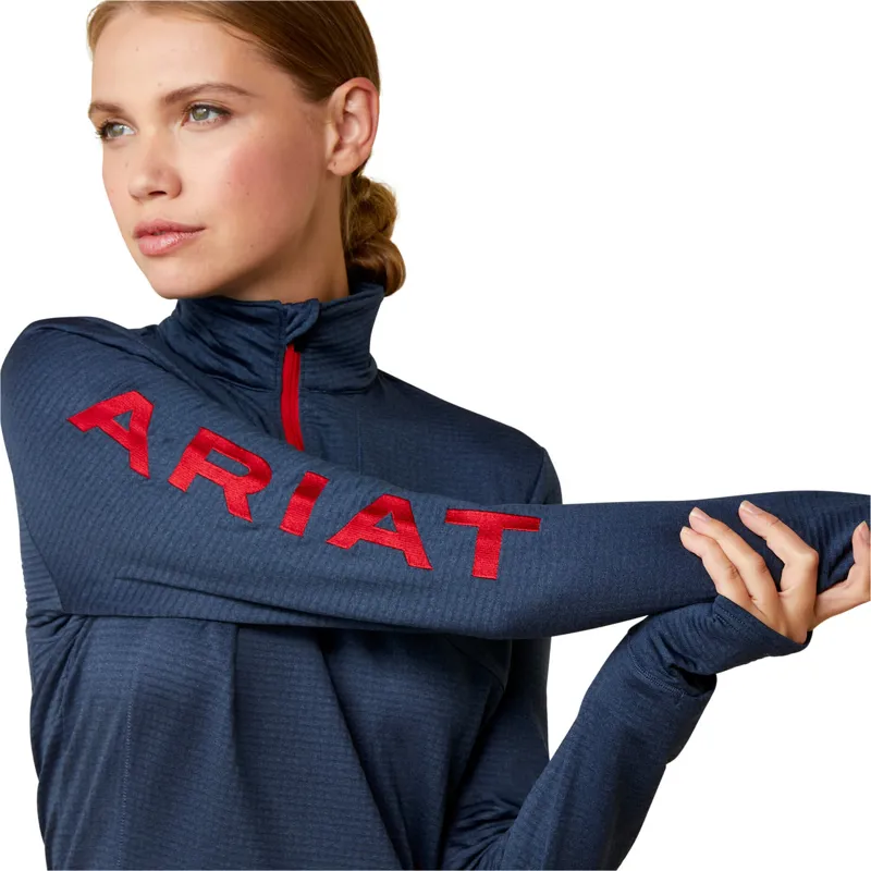 Ariat Women's Team Gridwork 1/4 Zip Baselayer Navy - Image 2