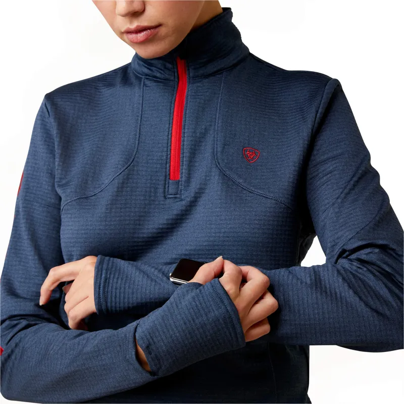 Ariat Women's Team Gridwork 1/4 Zip Baselayer Navy - Image 3