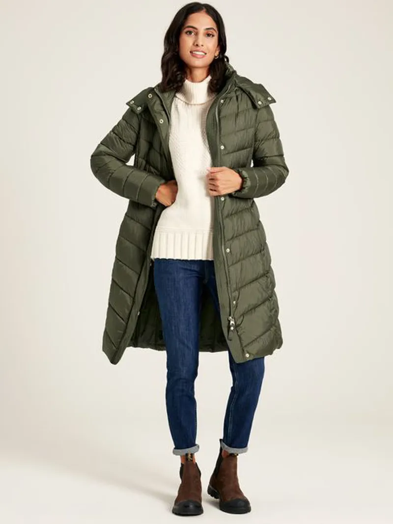 Joules Women's Pembury Long Padded Coat - Grape Leaf / Khaki Green - Image 3