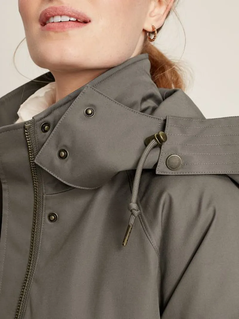 Joules Langford Longline Waterproof Coat With Quilted Lining - Grey - Image 2