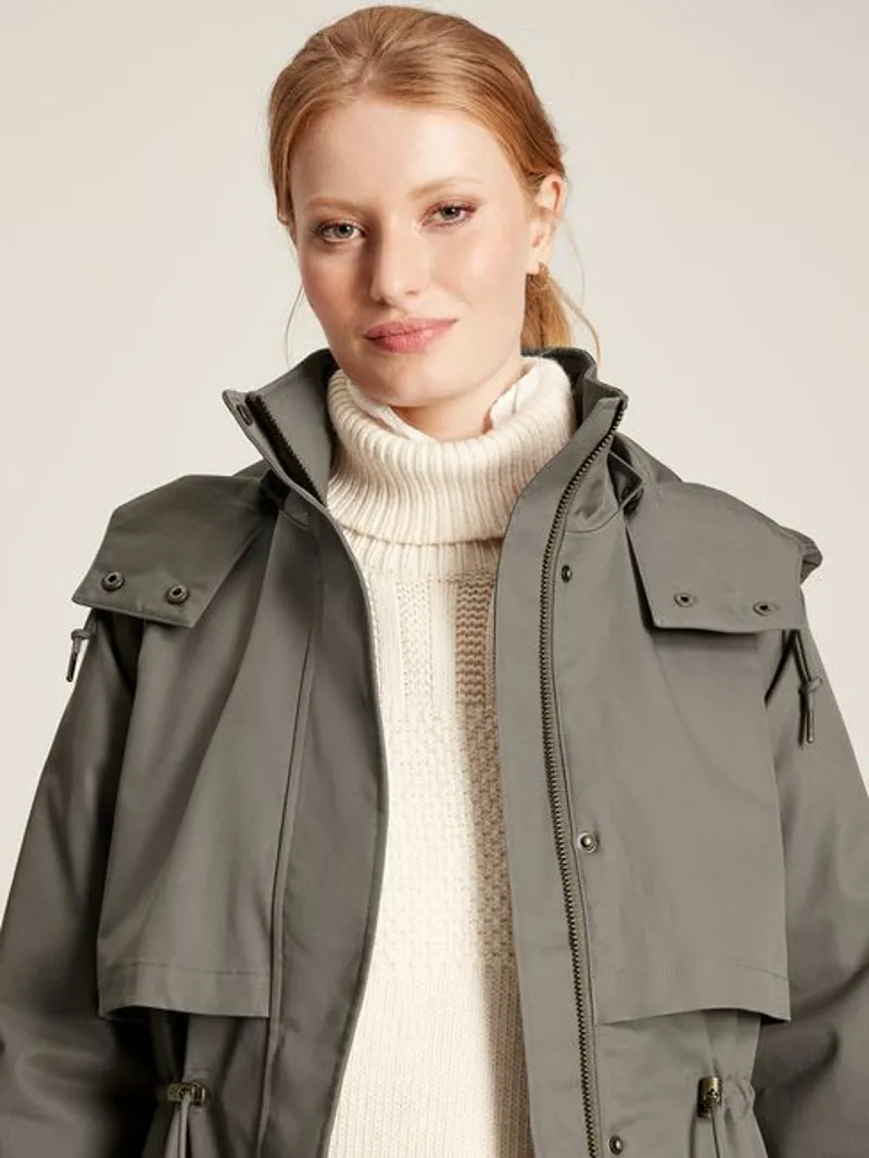 Joules Langford Longline Waterproof Coat With Quilted Lining - Grey - Image 3