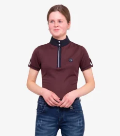 Premier Equine Mini Amia Girl's Technical Short Sleeve Riding Top Wine