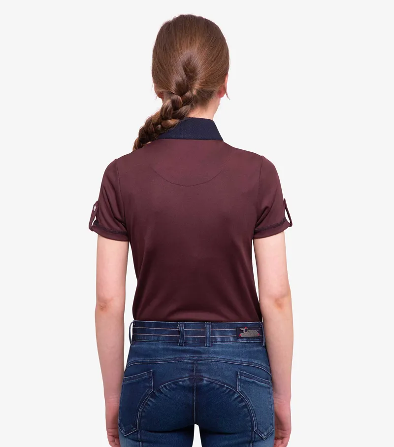 Premier Equine Mini Amia Girl's Technical Short Sleeve Riding Top Wine - Image 6