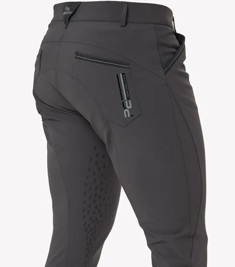 Premier Equine Barusso Men's Gel Knee Breeches Anthracite Grey - Image 3