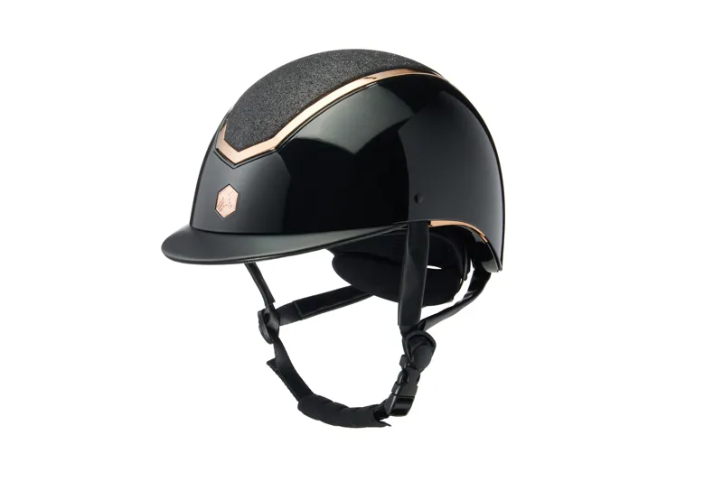 Charles Owen EQx Kylo Riding Helmet - Black Gloss/Rose Gold Sparkly - Image 2
