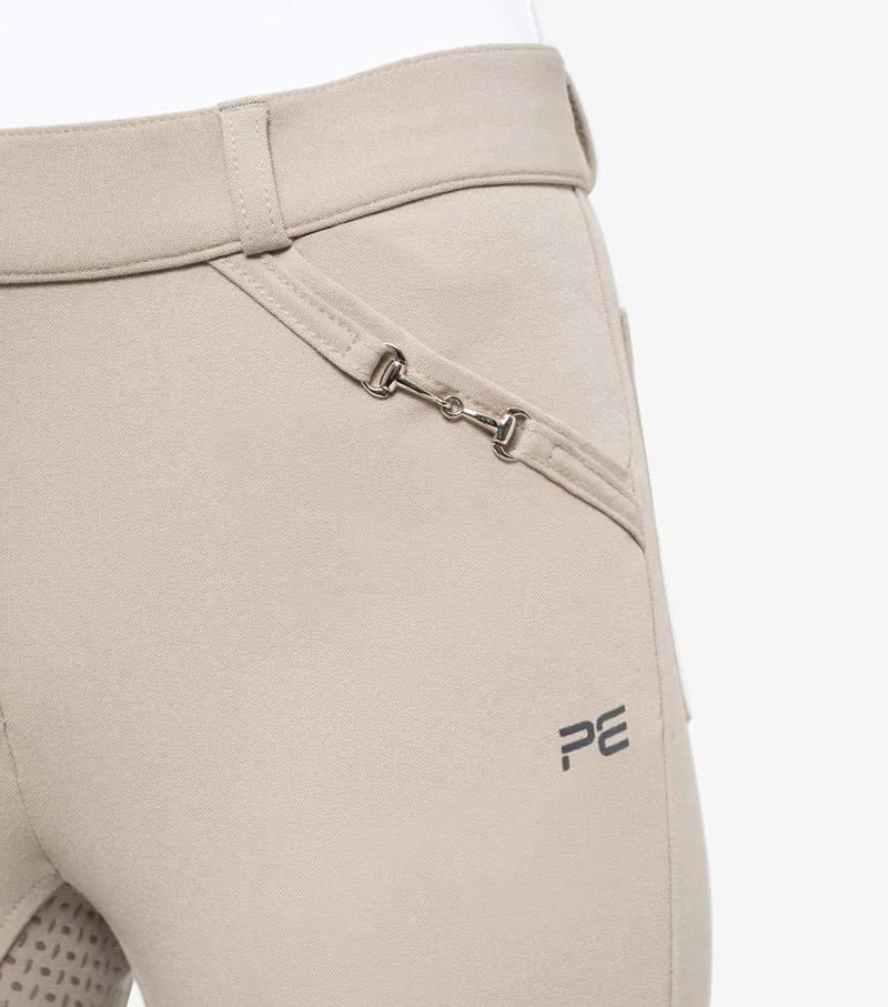 Premier Equine Brava Girls Full Seat Gel Riding Breeches Beige - Image 5