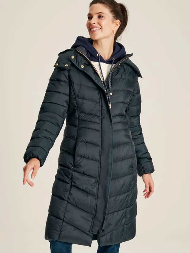 Joules Women's Pembury Long Padded Coat - Dark Navy