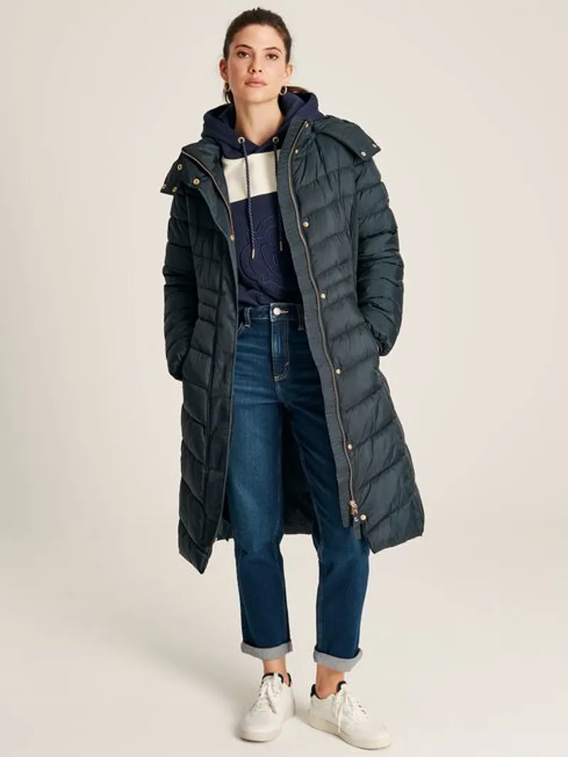 Joules Women's Pembury Long Padded Coat - Dark Navy - Image 6