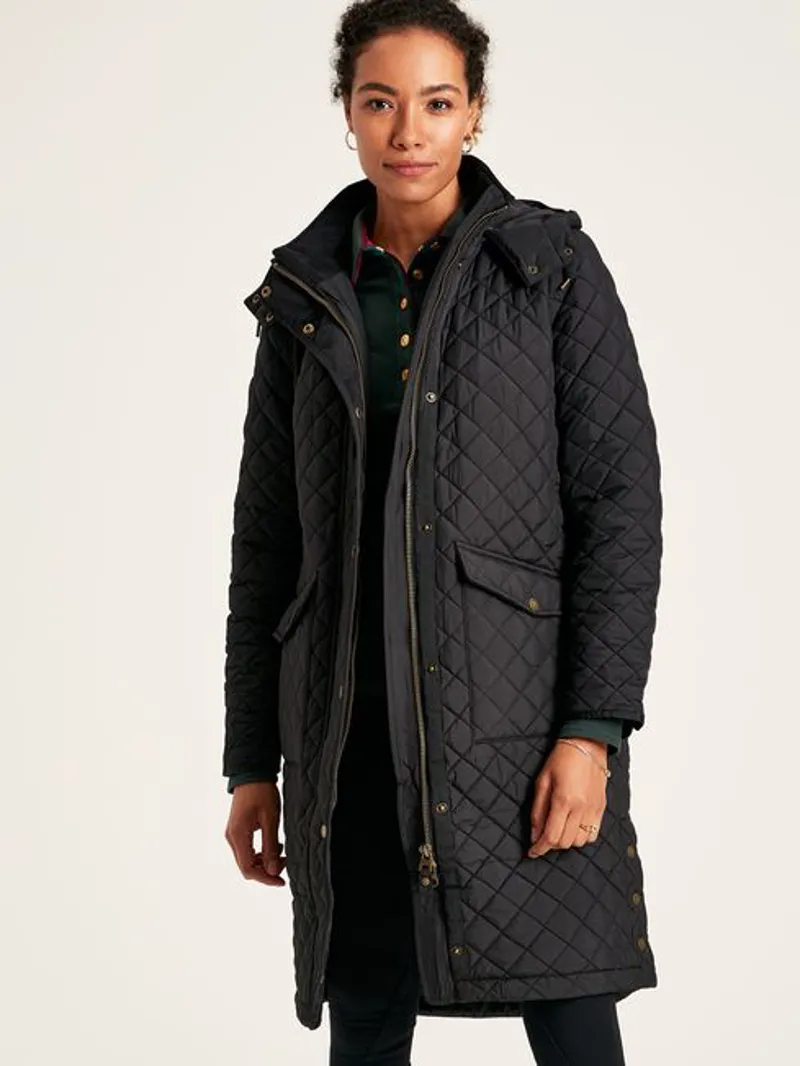 Joules Chatsworth Showerproof Quilted Coat - Black