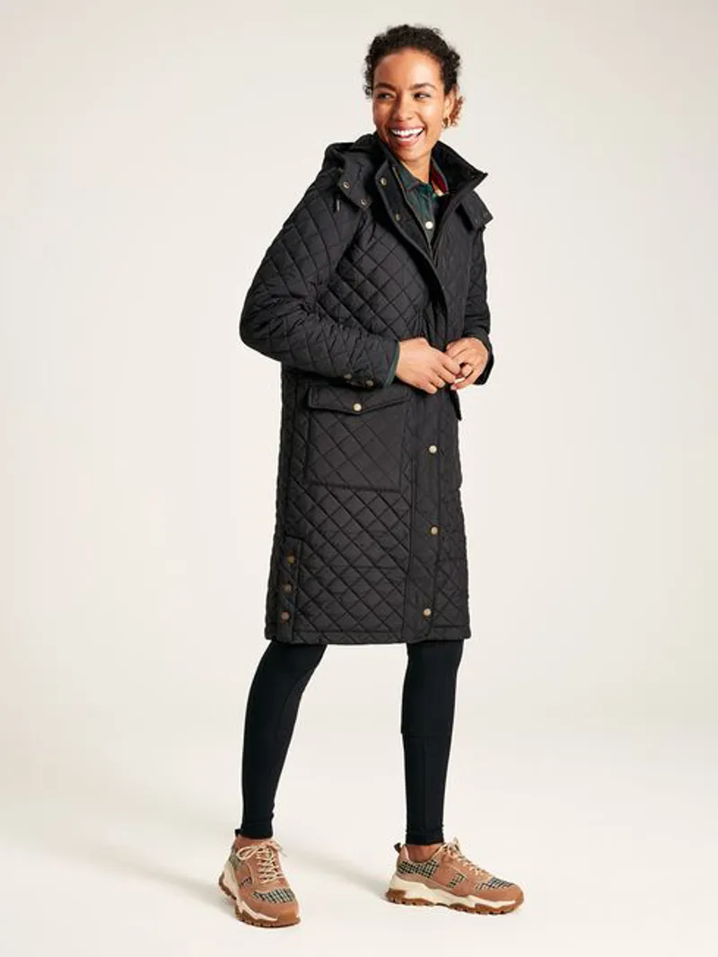 Joules Chatsworth Showerproof Quilted Coat - Black - Image 2