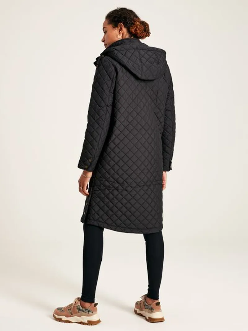 Joules Chatsworth Showerproof Quilted Coat - Black - Image 3