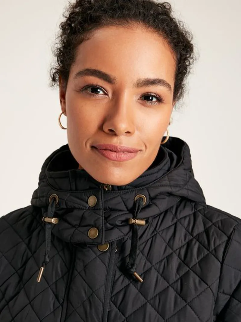 Joules Chatsworth Showerproof Quilted Coat - Black - Image 4