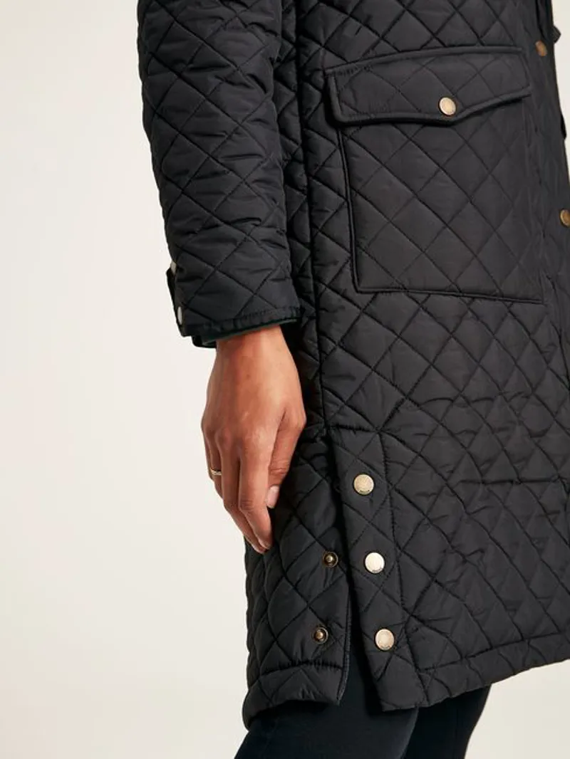 Joules Chatsworth Showerproof Quilted Coat - Black - Image 6