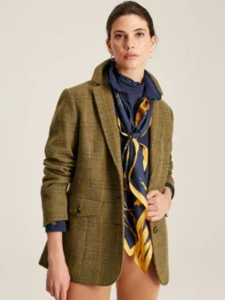 Joules Women's Clarence Tweed Blazer - Mr Toad Green Tweed