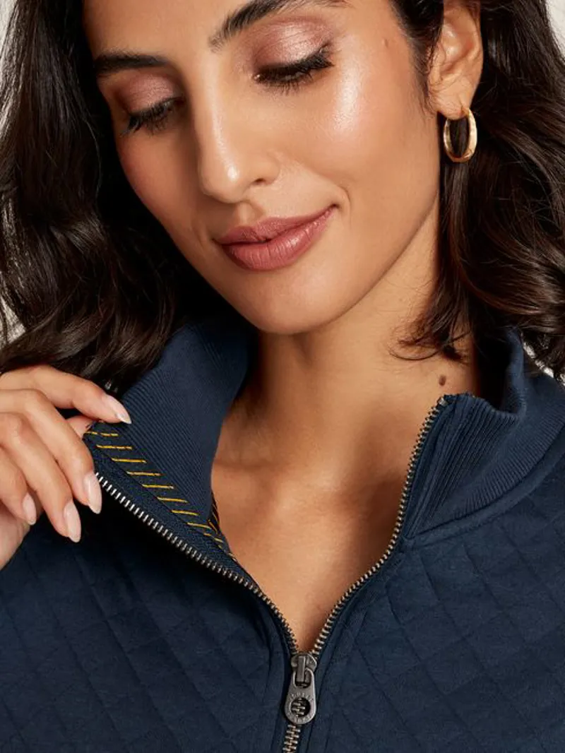 Joules Women's Anisa Quilted Zip Sweatshirt - French Navy - Image 3