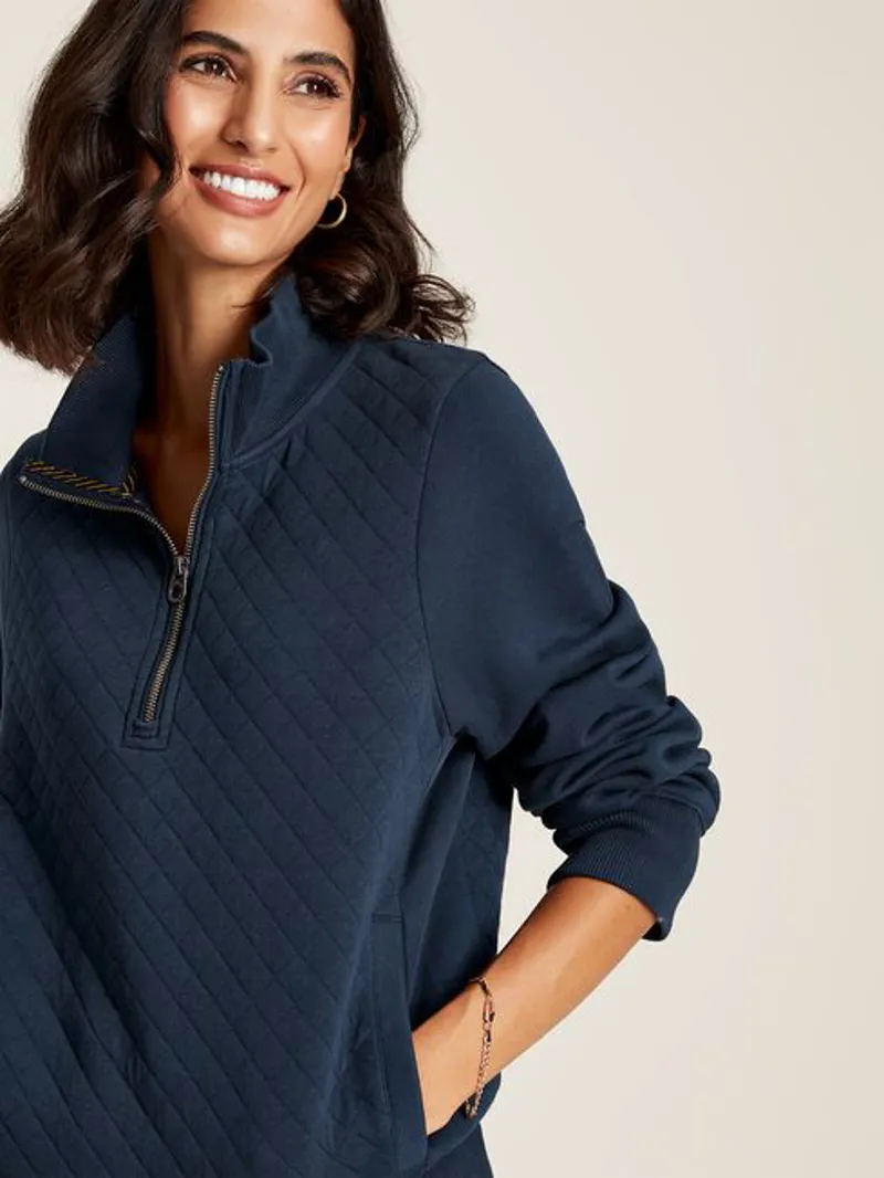 Joules Women's Anisa Quilted Zip Sweatshirt - French Navy - Image 4