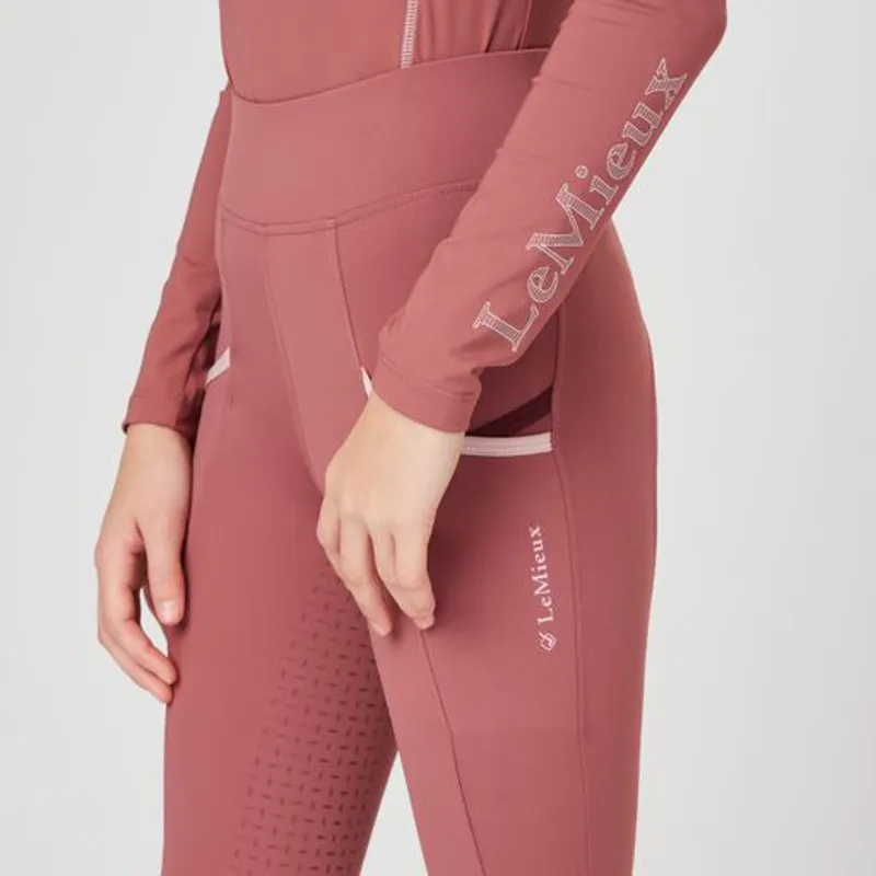 LeMieux Young Rider Pull On Riding Tights - Orchid - Image 3