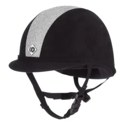 Charles Owen YR8 Sparkly Centre Children's Velvet Riding Hat Black / Silver