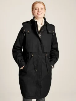 Joules Langford Longline Waterproof Coat With Quilted Lining - Black