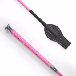KM Elite Silver Braided Junior Whip In Hot Pink