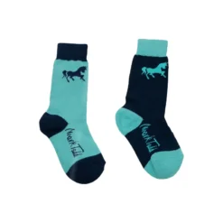 Mark Todd Kids Socks In Navy/Aqua