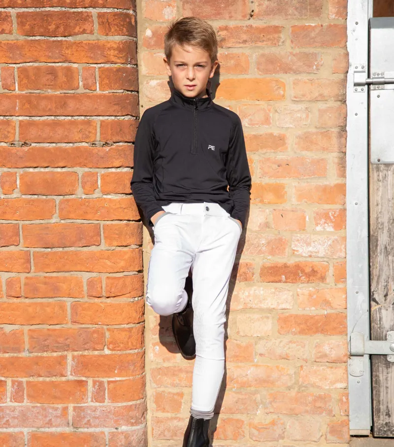 Premier Equine Gando Boys Gel Knee Riding Breeches White - Image 3