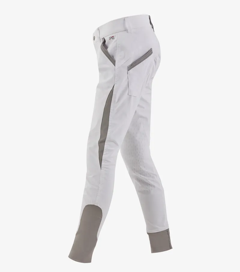 Premier Equine Gando Boys Gel Knee Riding Breeches White - Image 2