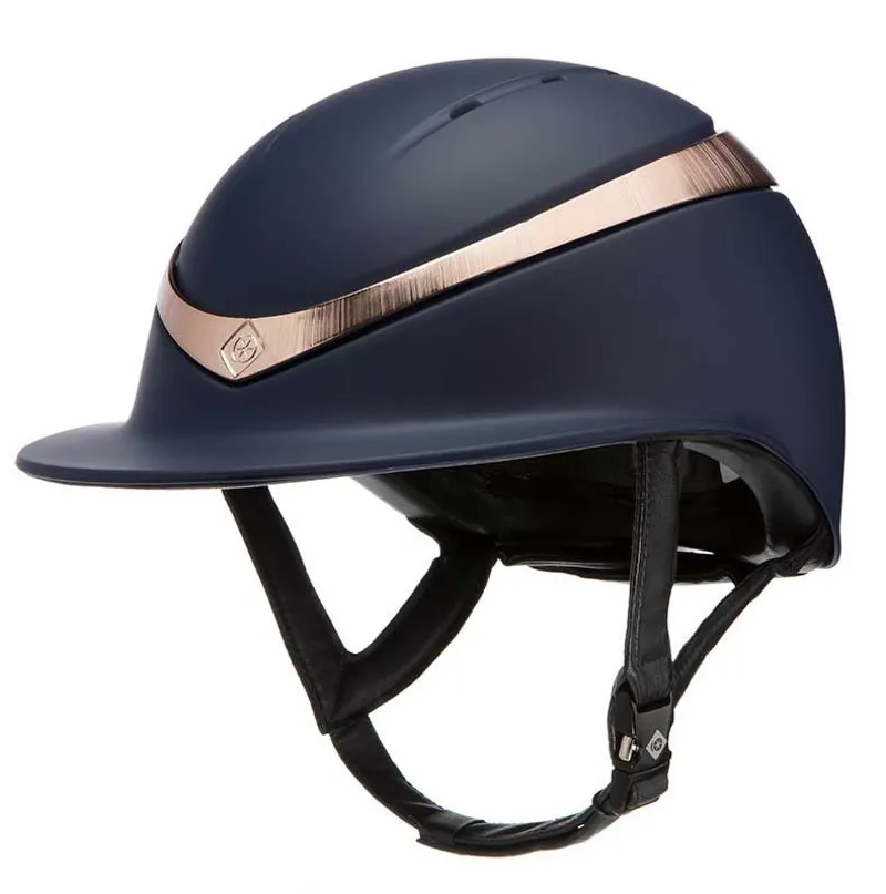 Charles Owen Halo Luxe Hat Navy Matt / Rose Gold Wide Peak