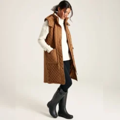 Joules Women's Chatsworth Longline Quilted Gilet - Rust