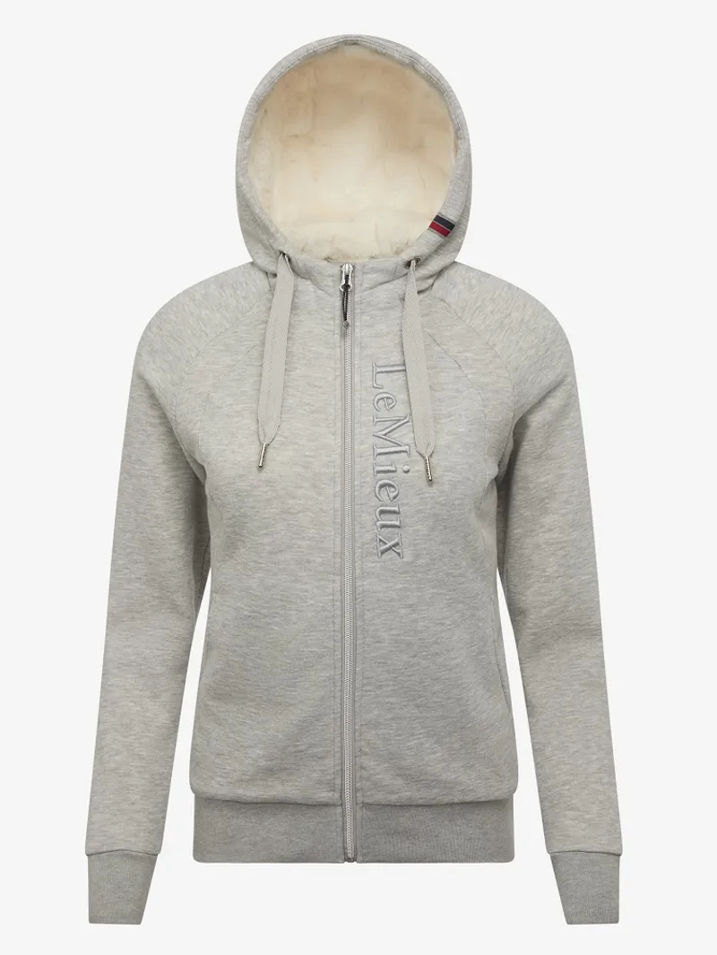 LeMieux Ladies Elite Sherpa Lined Zip Through Hoodie Grey Marl