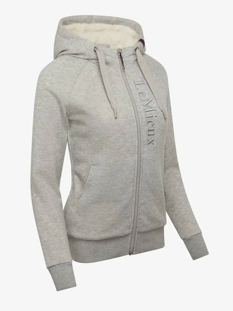 LeMieux Ladies Elite Sherpa Lined Zip Through Hoodie Grey Marl - Image 3