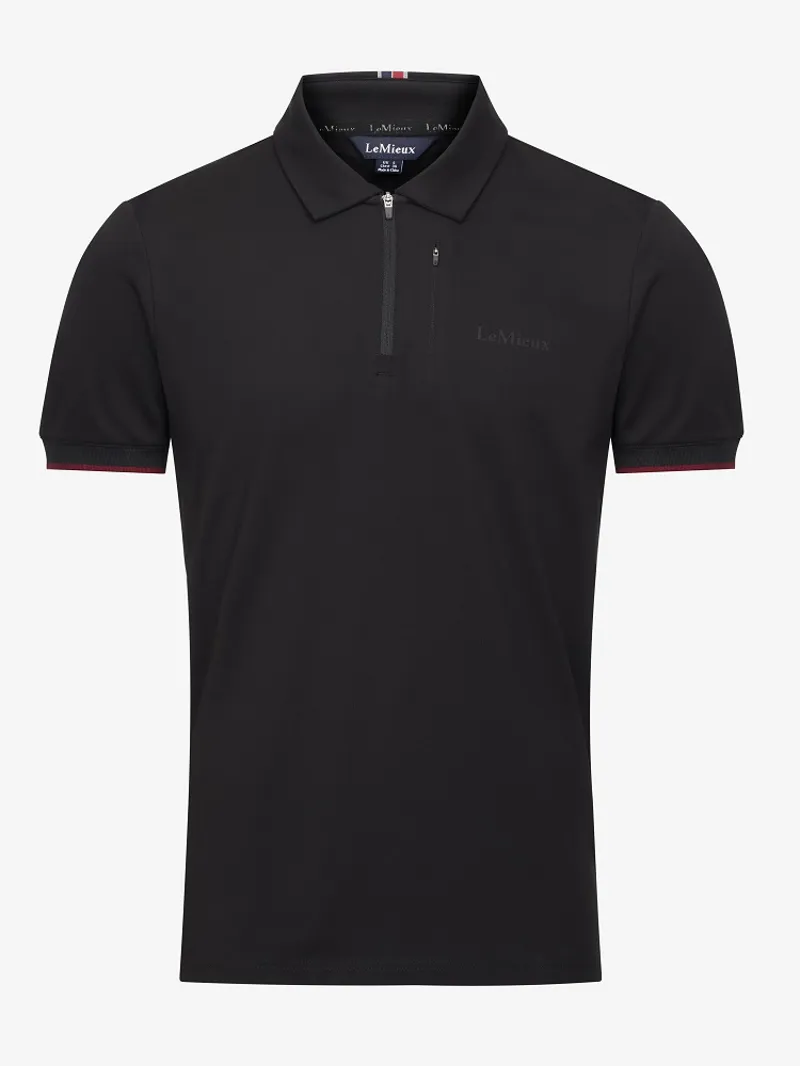 LeMieux Mens Elite Zip Polo Shirt Black