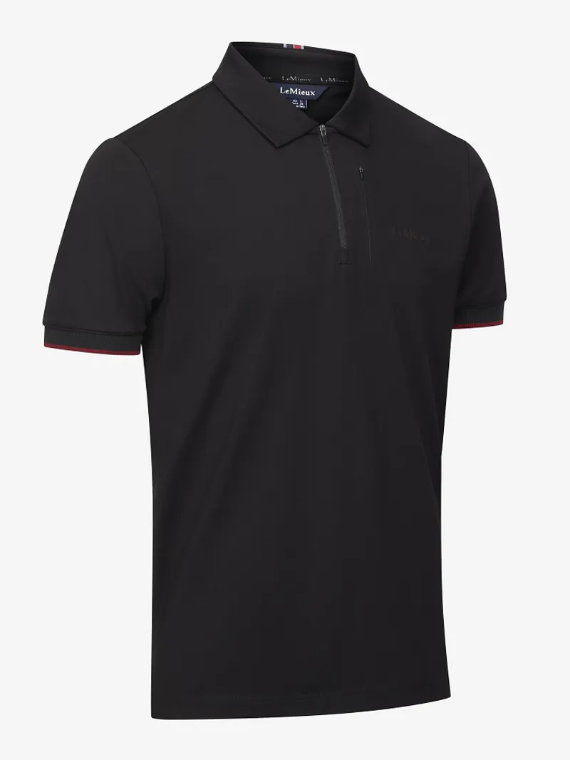 LeMieux Mens Elite Zip Polo Shirt Black - Image 4
