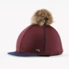 Premier Equine Jersey Hat Silk With Faux Fur Pom Pom Wine