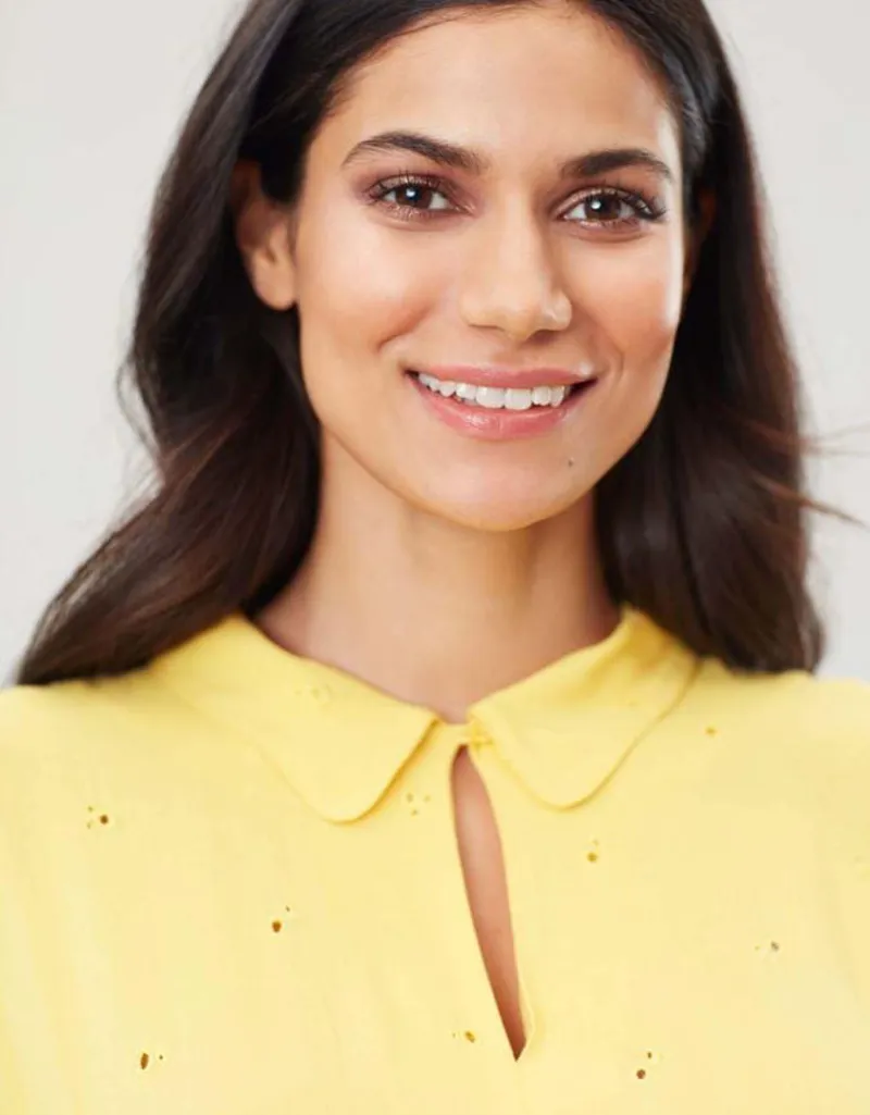 Joules Etty Broderie Women's Dress Yellow Lemon - Image 5