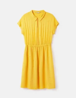 Joules Etty Broderie Women's Dress Yellow Lemon