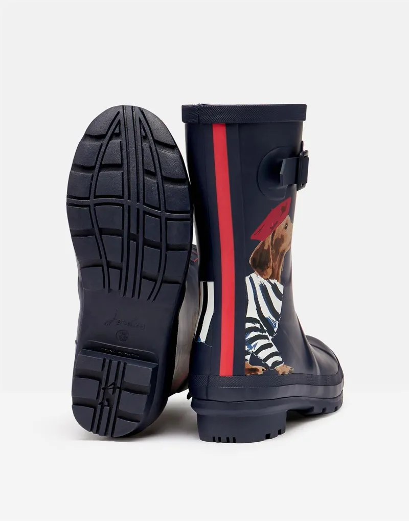 Joules Molly Mid Height Printed Wellies Navy Sausage Dog - Image 3