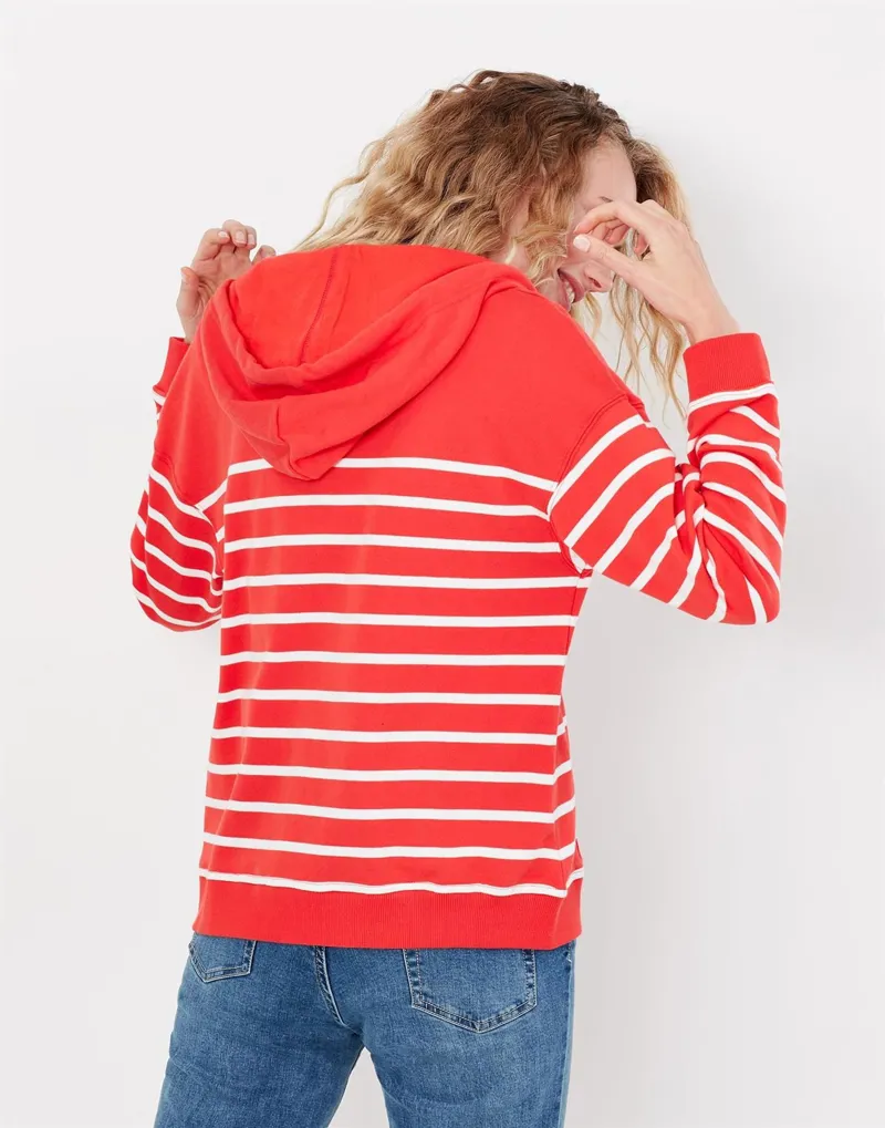 Joules Oakham Embroidered Zip Through Sweatshirt Red Dash - Image 4