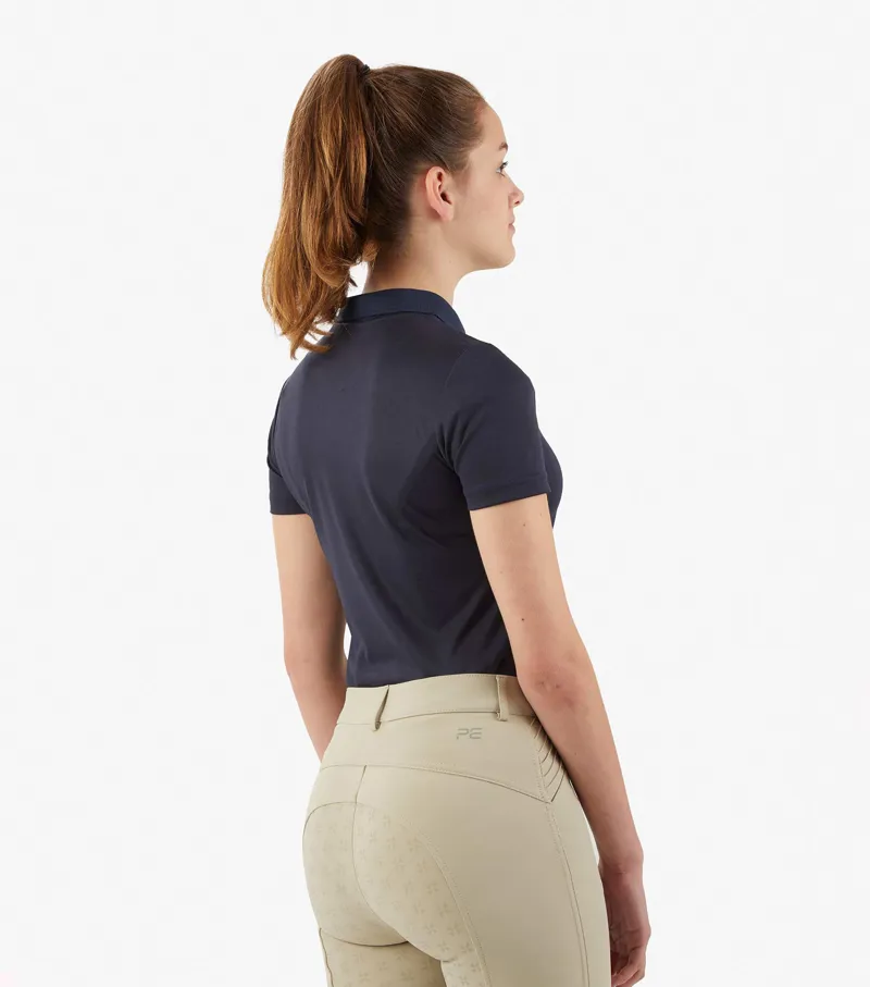 Premier Equine Junior Unisex Riding Polo Shirt Navy - Image 2