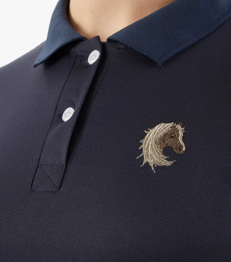 Premier Equine Junior Unisex Riding Polo Shirt Navy - Image 4