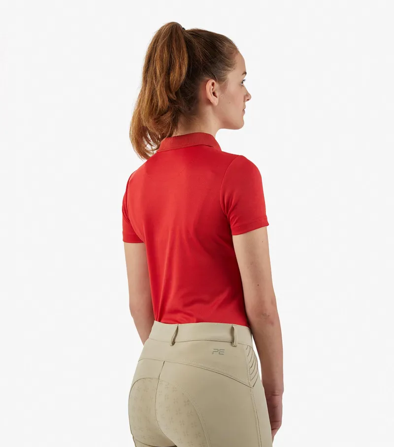Premier Equine Junior Unisex Riding Polo Shirt Red - Image 3