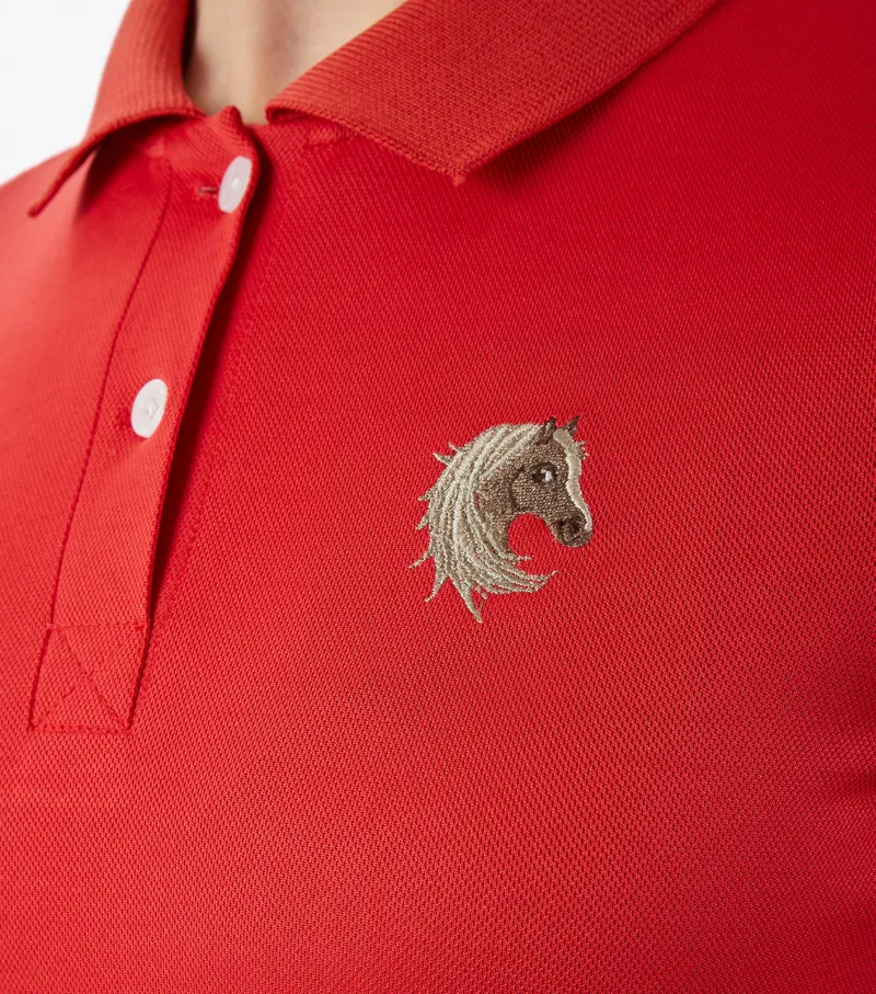 Premier Equine Junior Unisex Riding Polo Shirt Red - Image 5