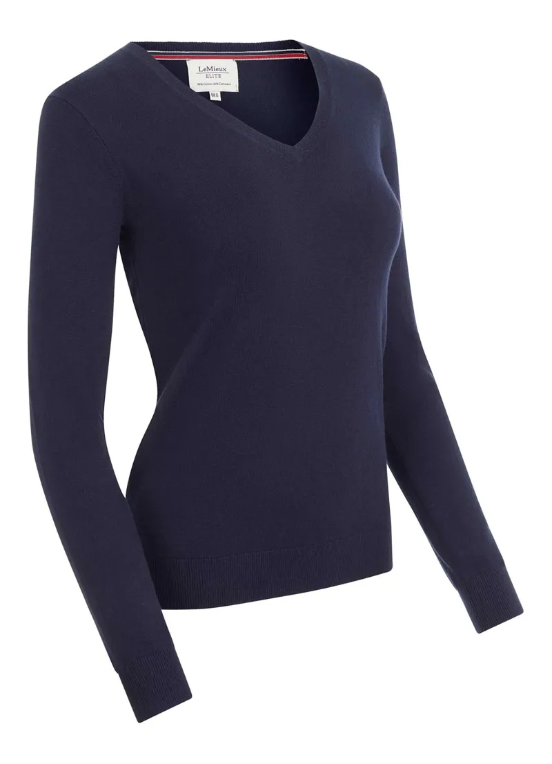 LeMieux Elite Ladies V-Neck Jumper Navy
