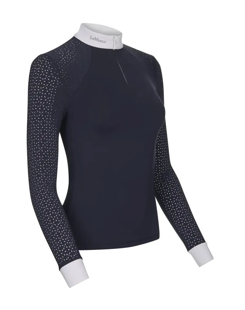 LeMieux Olivia Long Sleeve Show Shirt Navy - Image 4
